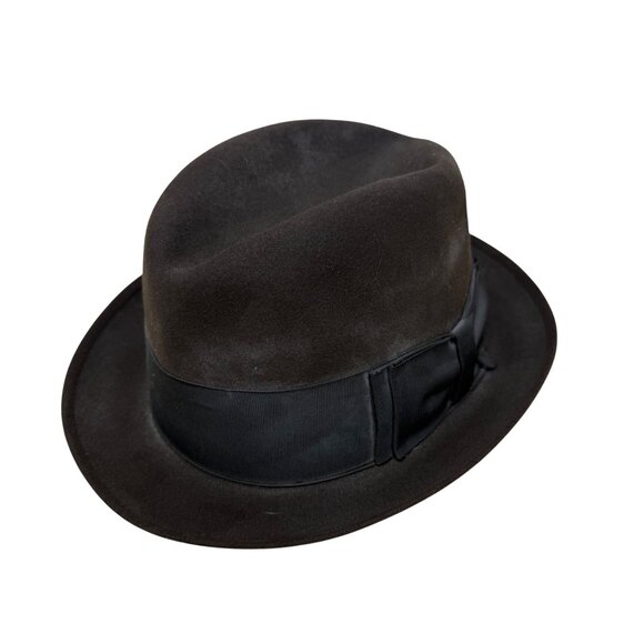 Vintage Robley Brown Wool Mens Fedora Hat Black Band Classic Design Medium Size - Picture 1 of 9